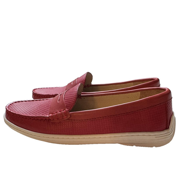 Driver Club USA Shoes Womens Size 5 Red Naples 2 Penny Loafer Leather Moccasin - Picture 14 of 14